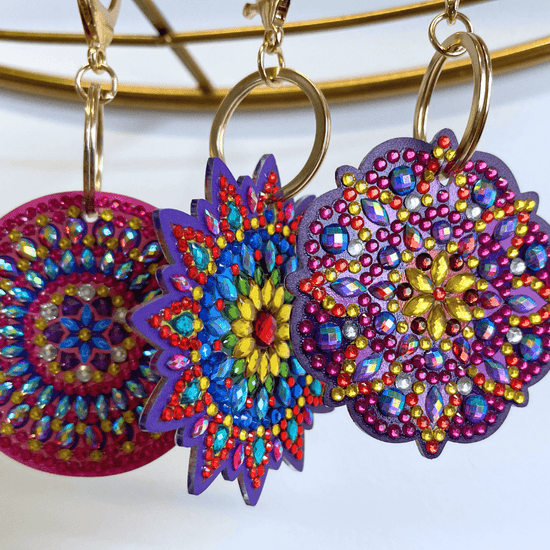 "Mandalas" Crystal Art Keyring Set x3