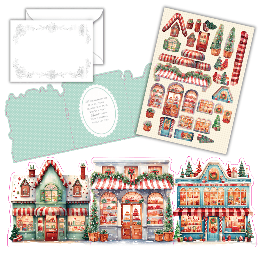 Cute Christmas Village Card Making Kit x 24 Cards