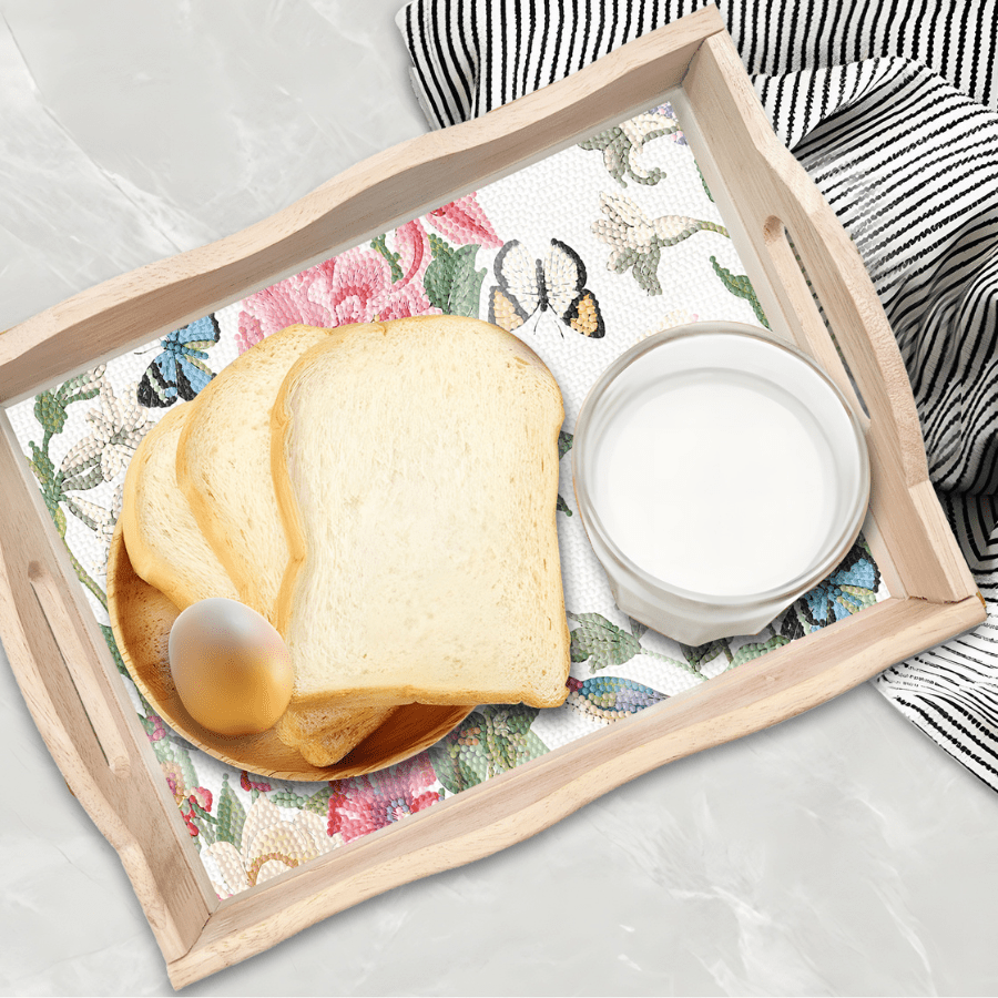 "Floral" Crystal Art MDF Tray - 35cm x 25cm