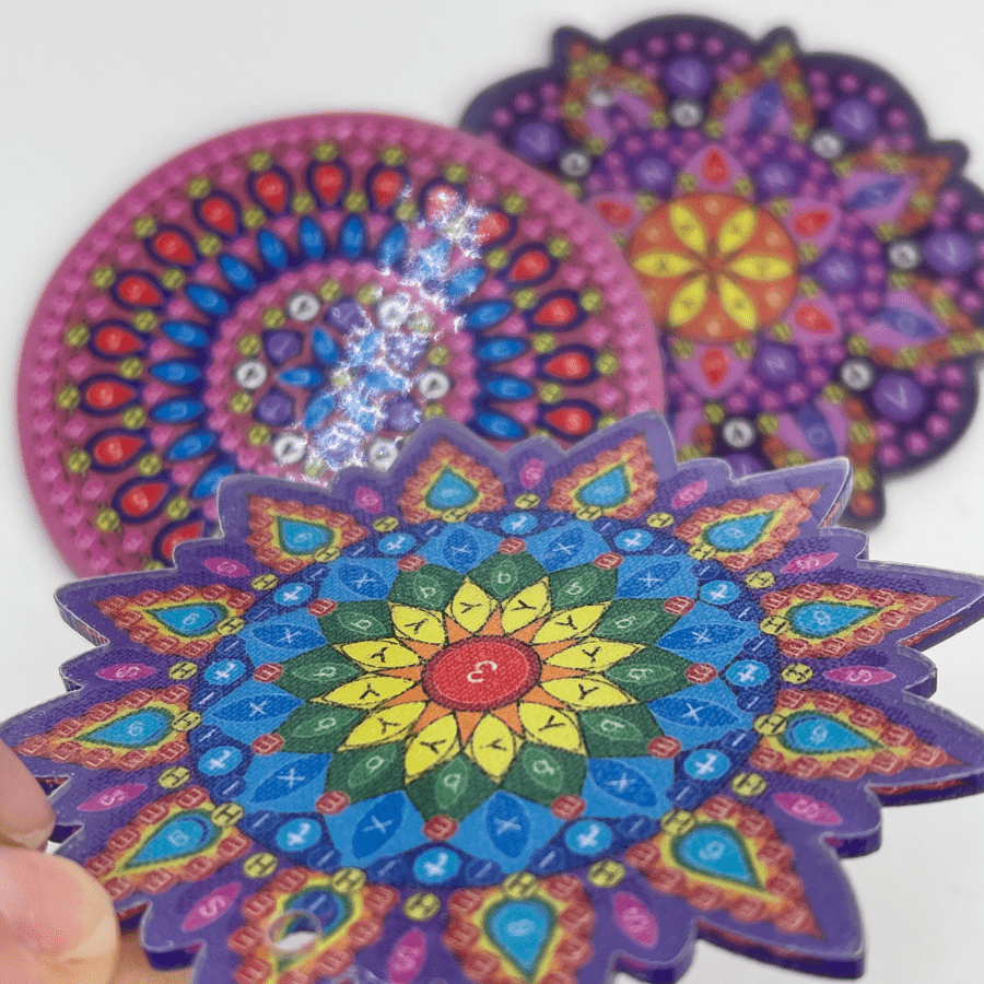 "Mandalas" Crystal Art Keyring Set x3
