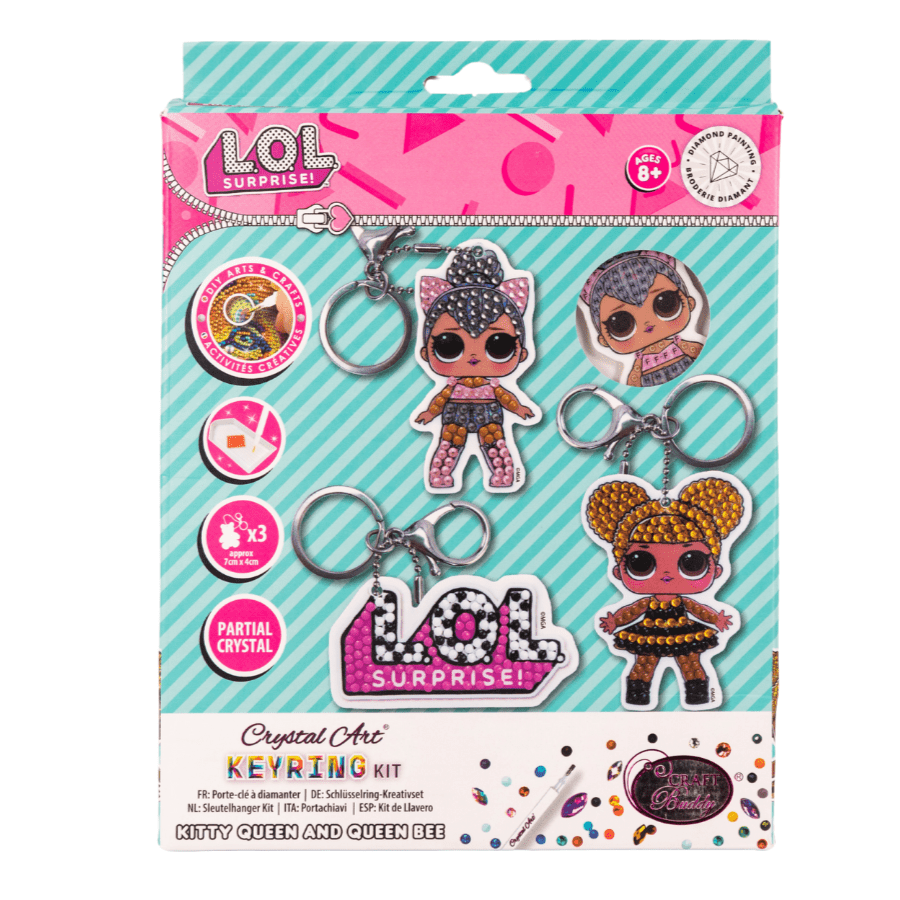 "Kitty Queen & Queen Bee" Crystal Art Keyring Kit
