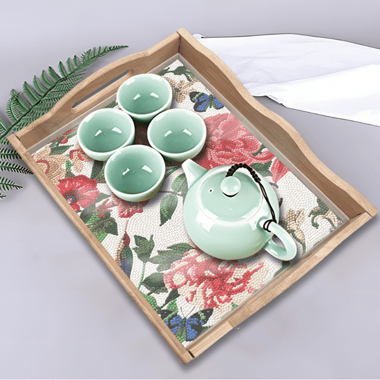"Floral" Crystal Art MDF Tray - 35cm x 25cm