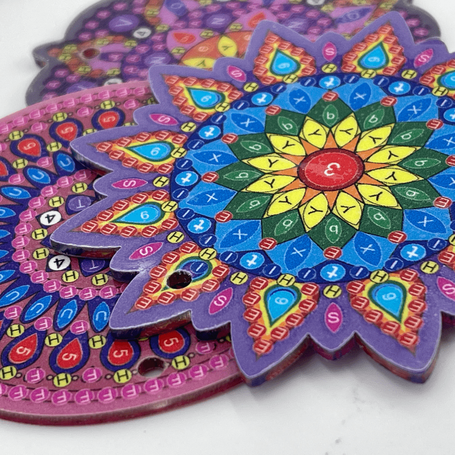 "Mandalas" Crystal Art Keyring Set x3