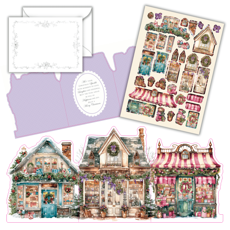 Cute Christmas Village Card Making Kit x 24 Cards
