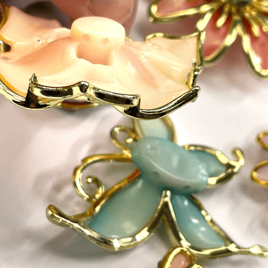"Flowers" Enamel Look Embellishments Set of 10
