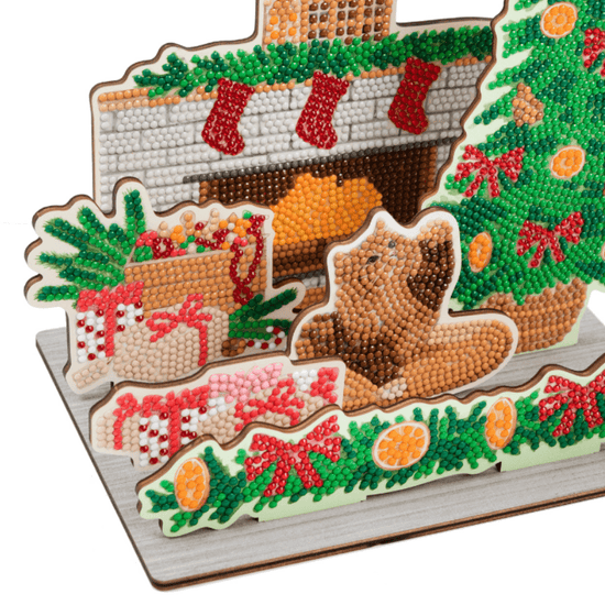 "Festive Fireplace" 3D Crystal Art Scene