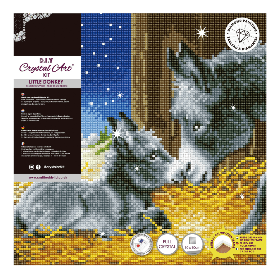 "Little Donkey" Crystal Art Canvas Kit 30x30cm