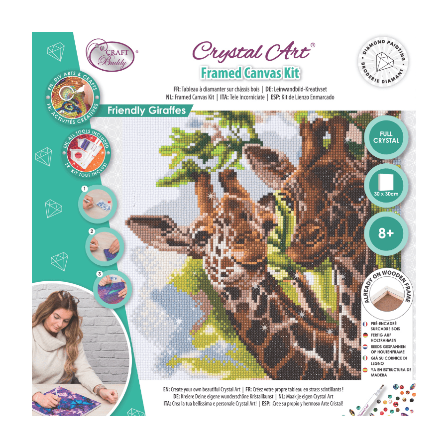 "Friendly Giraffes" Crystal Art Kit 30x30cm