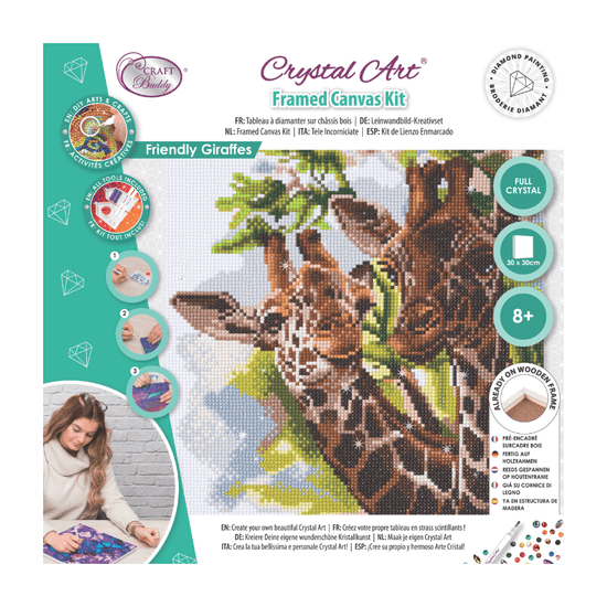 "Friendly Giraffes" Crystal Art Kit 30x30cm