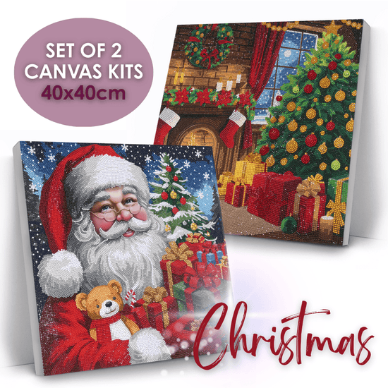 Christmas Crystal Art Canvas Duo Kit 40x40cm