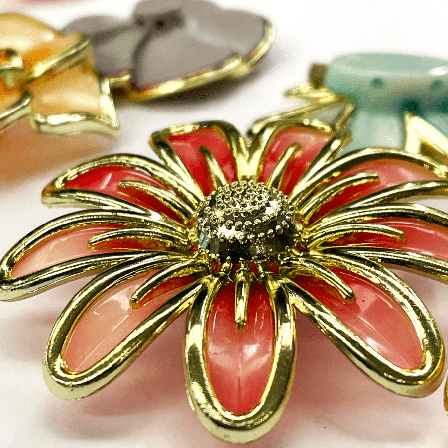 "Flowers" Enamel Look Embellishments Set of 10