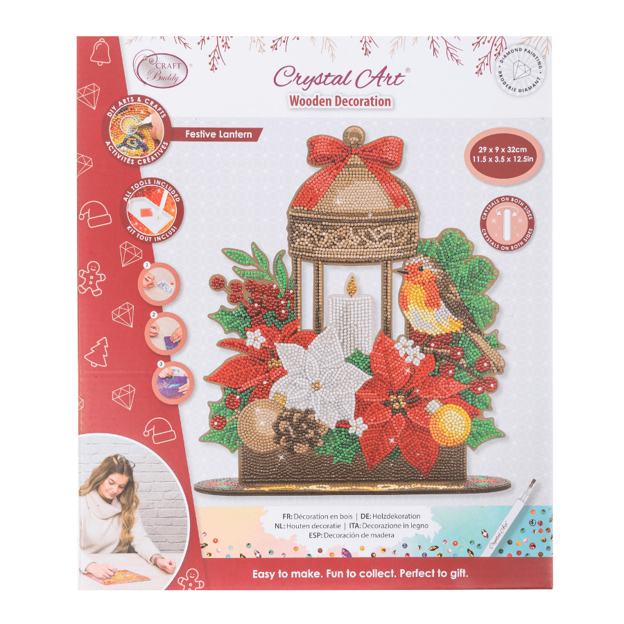 Festive Lantern Crystal Art Wooden Decoration Kit