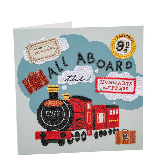 "All Aboard The Hogwarts Express" Harry Potter Crystal Art Card Front