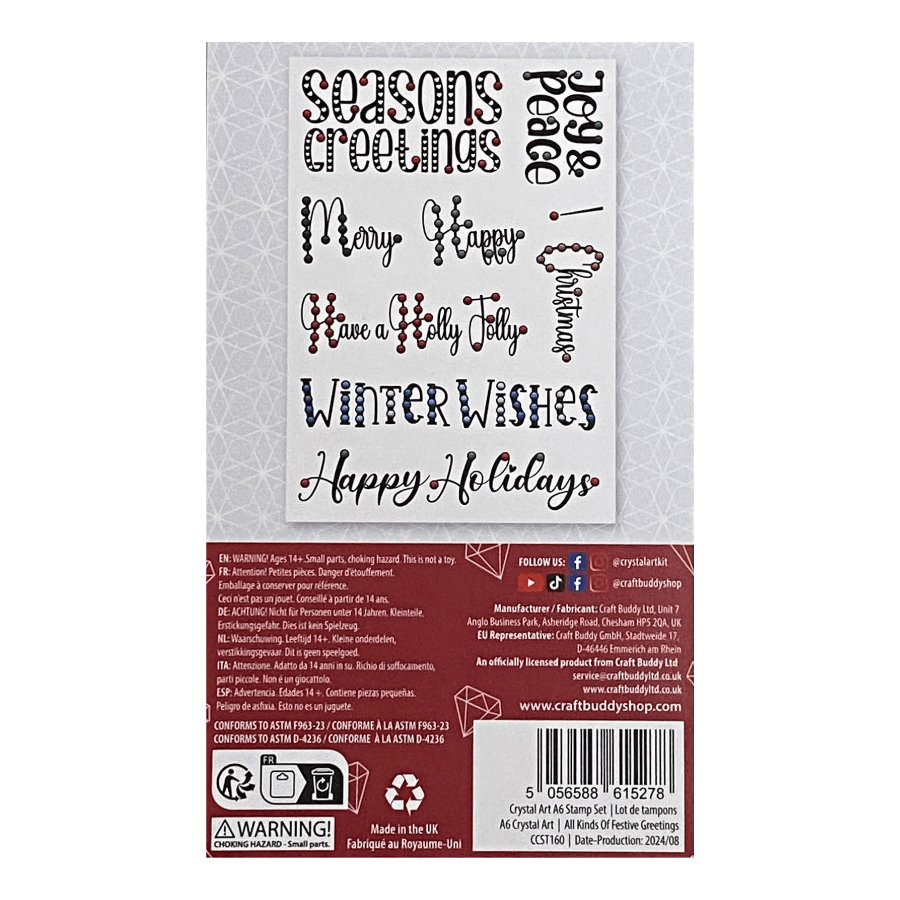 All Kinds Of Festive Greetings Crystal Art A6 Stamp Set 2
