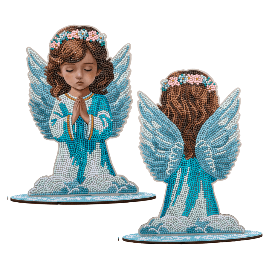 Angel Boy and Girl Crystal Art Wooden Decoration Set2 10