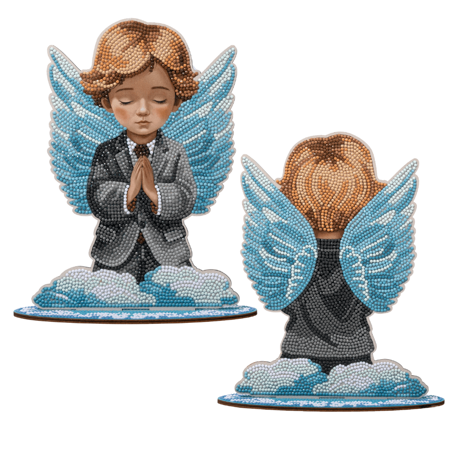 Angel Boy and Girl Crystal Art Wooden Decoration Set2 11