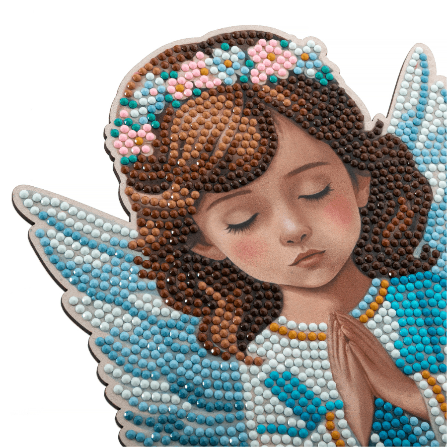 Angel Boy and Girl Crystal Art Wooden Decoration Set2 6