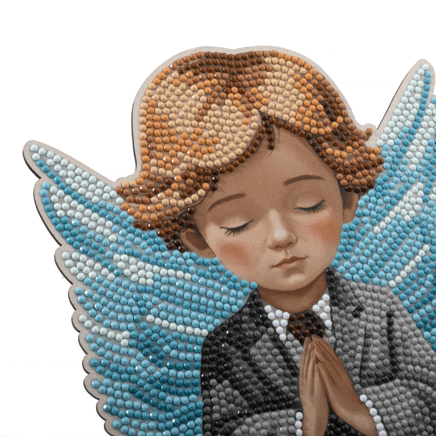 Angel Boy and Girl Crystal Art Wooden Decoration Set2 8