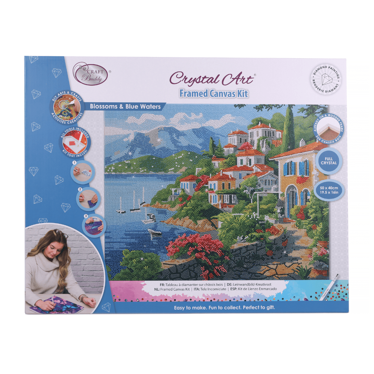 Blossoms & Blue Waters Crystal Art Canvas Kit front packaging