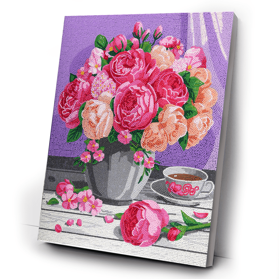 Bouquet Crystal Art Canvas Kit 40x50 white