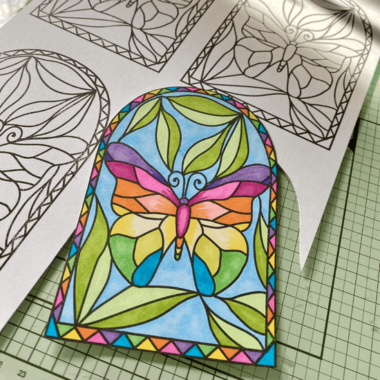 Butterfly Of Light Stained Glass Window A6 Stamp Set 5