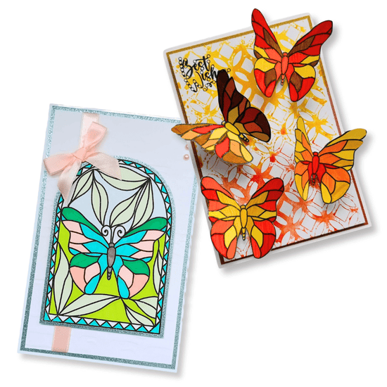 Butterfly Of Light Stained Glass Window A6 Stamp Set 8