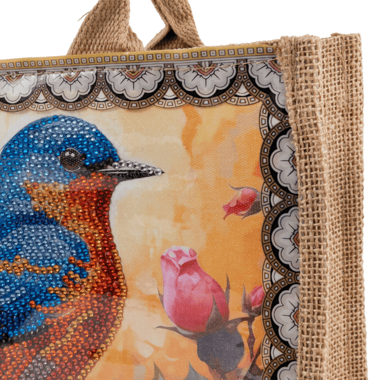 CA-FBC006 Birds Crystal Art Interchangeable Panel Jute Bag 7