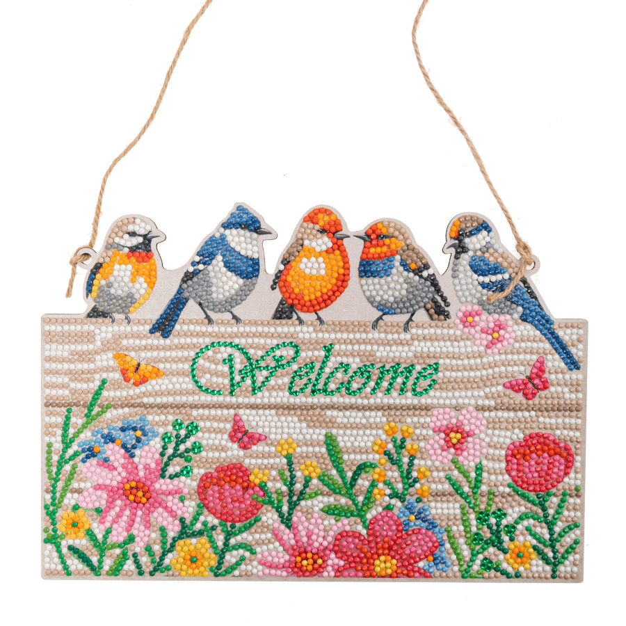 CA-HD040KT Feathery Welcome Crystal Art Hanging Decoration sign