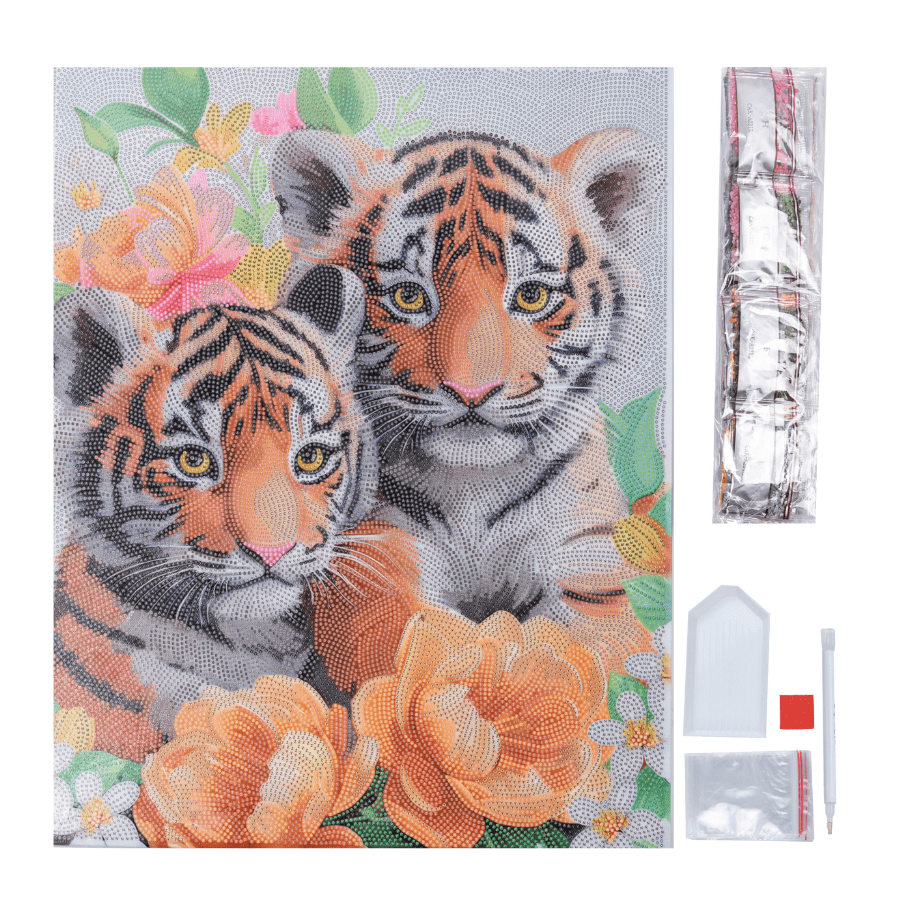 CAK-A231L Tigers Crystal Art Canvas Kit 40x50cm 4