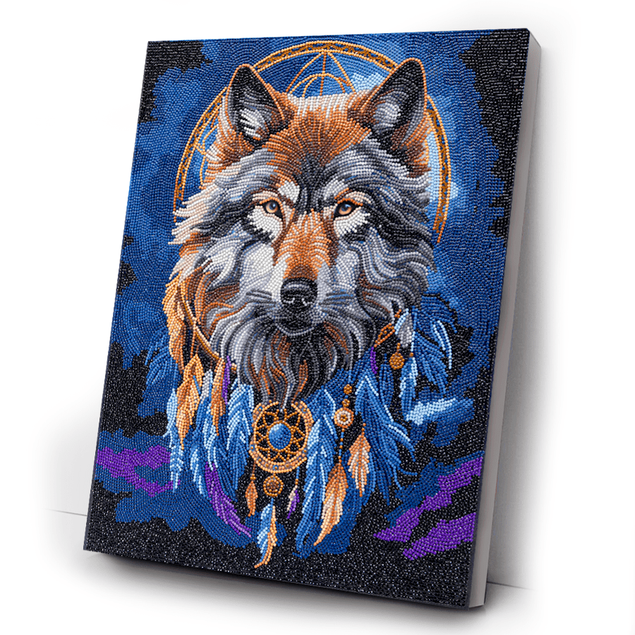 CAK-A236L Enchanted Wolf Crystal Art Canvas 40x50 white