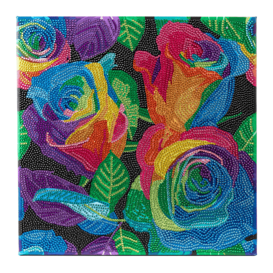 "Rainbow Roses" Crystal Art Canvas 30x30cm