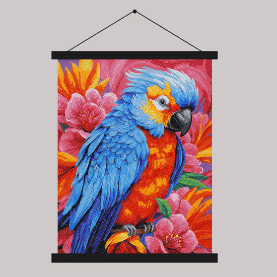 CAS-083L Pretty Parrot Crystal Art Scroll 40x50cm grey