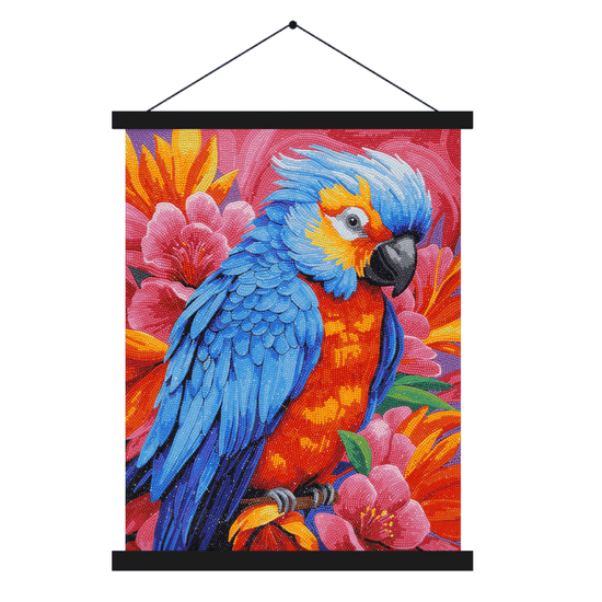 CAS-083L Pretty Parrot Crystal Art Scroll 40x50cm white