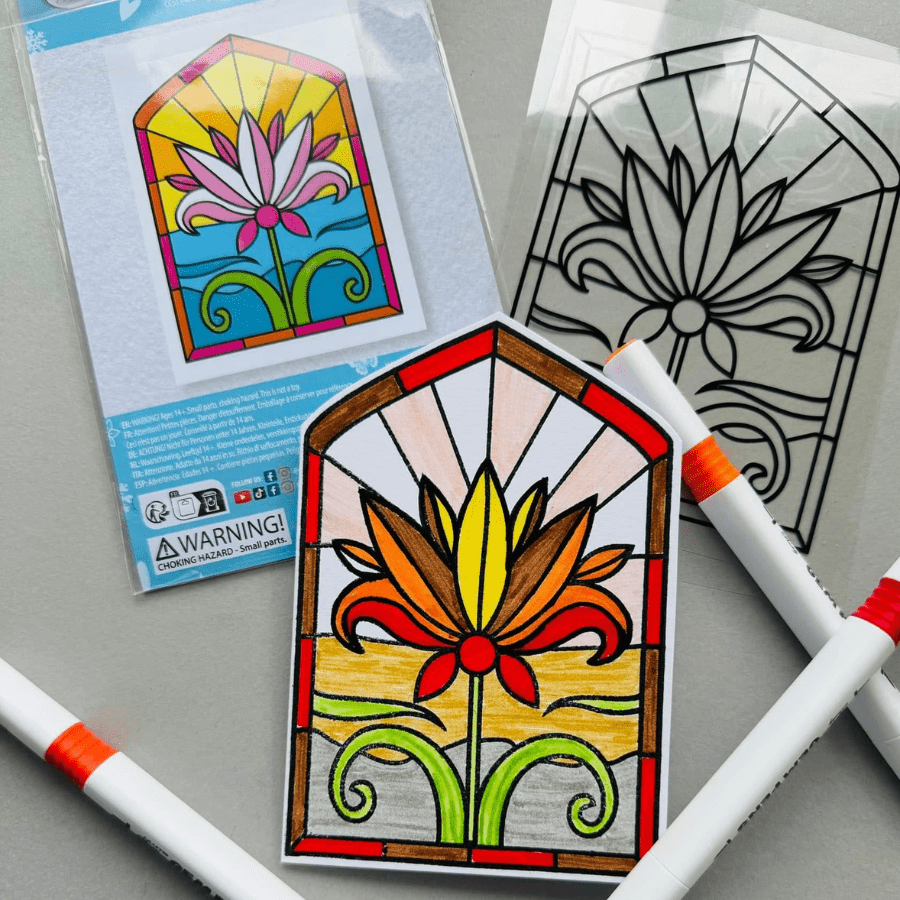 CCST148 A6 Stamp Set Stained Glass Window Floral Radiance 1