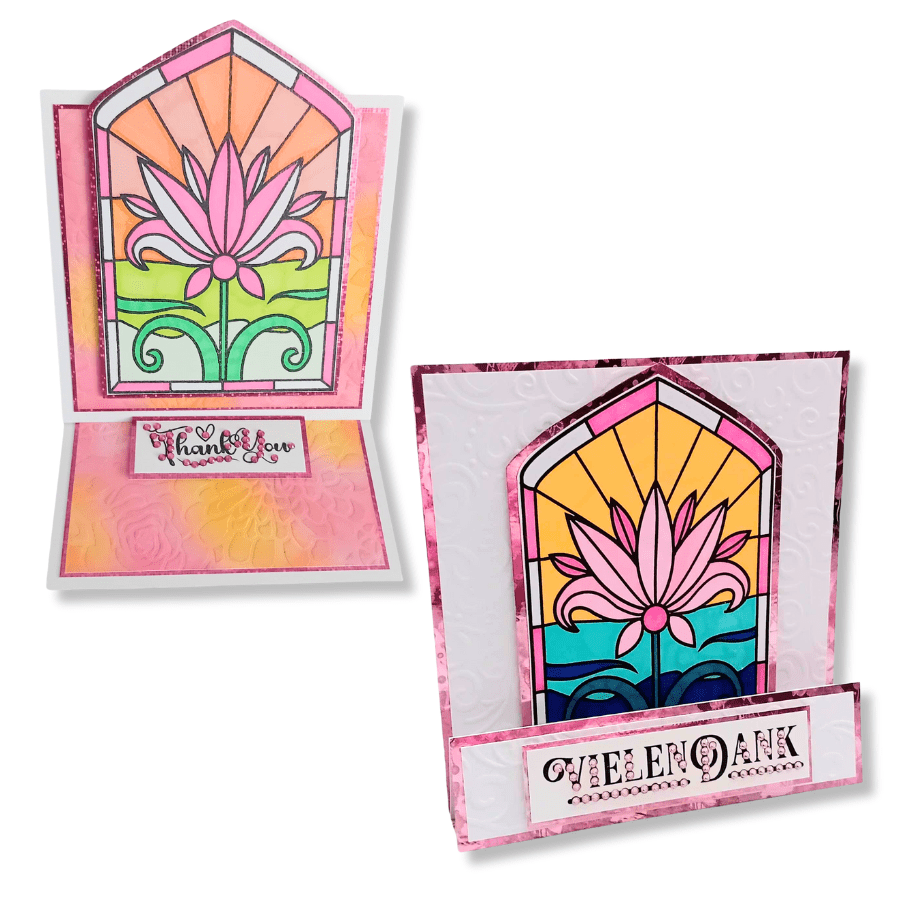 CCST148 A6 Stamp Set Stained Glass Window Floral Radiance 6