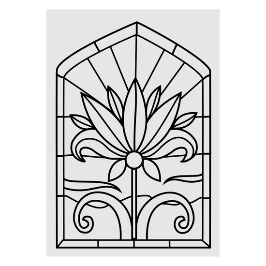 CCST148 A6 Stamp Set Stained Glass Window Floral Radiance 9