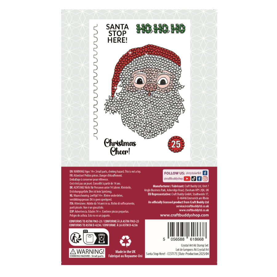 CCST175 Santa Stop Here Crystal Art A6 Stamp Set 3