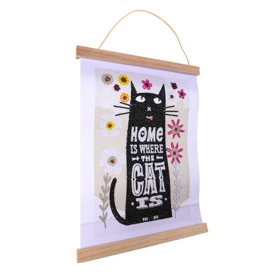 "Cat At Home" Mini Crystal Art Scroll Kit