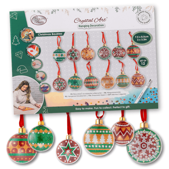 Christmas Baubles Crystal Art Hanging Decorations 5