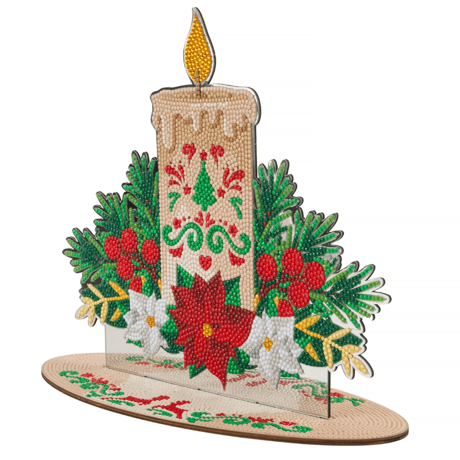 Christmas Candle Mirror Effect Crystal Art Decoration 1