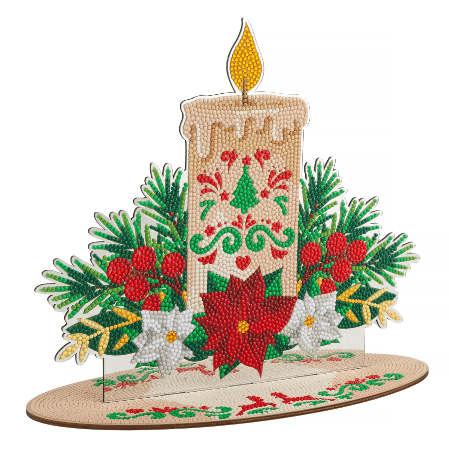 Christmas Candle Mirror Effect Crystal Art Decoration 2