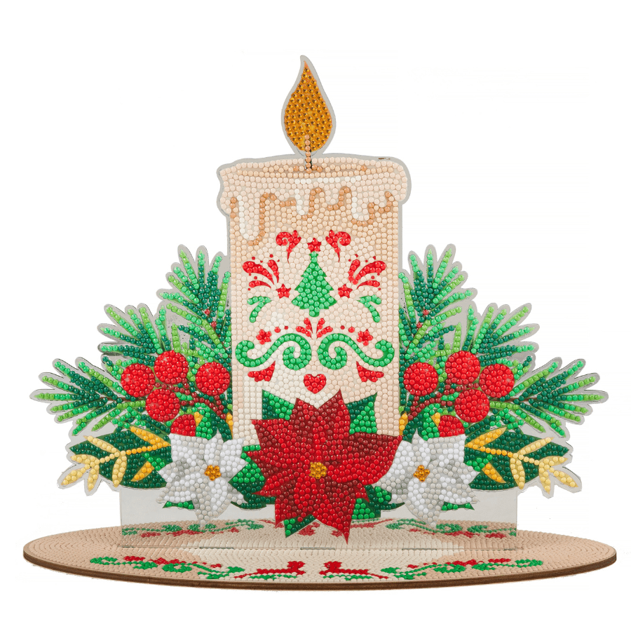 Christmas Candle Mirror Effect Crystal Art Decoration 3