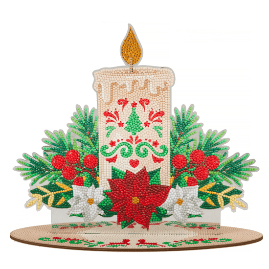 Christmas Candle Mirror Effect Crystal Art Decoration 3