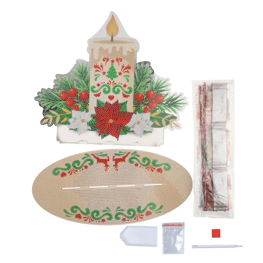 Christmas Candle Mirror Effect Crystal Art Decoration 7