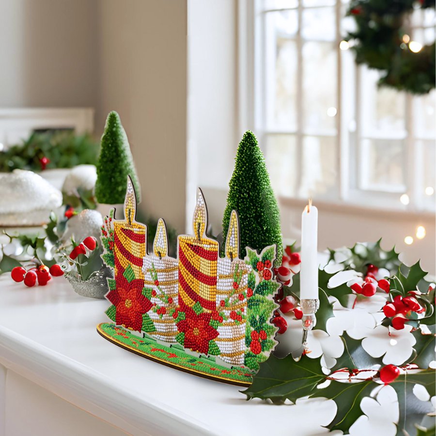 Christmas Candles Crystal Art 3D Scene Kit 1