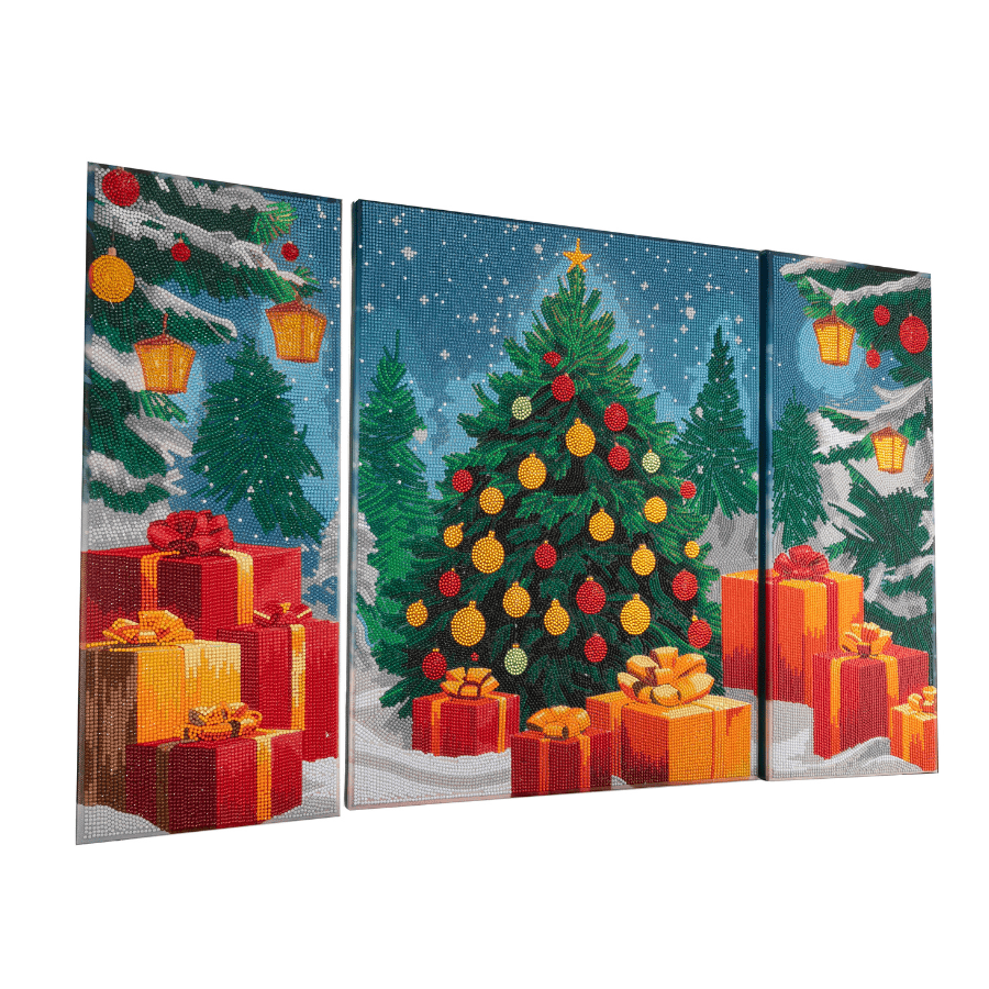 Christmas Gift Crystal Art Canvas Triptych Set of 3