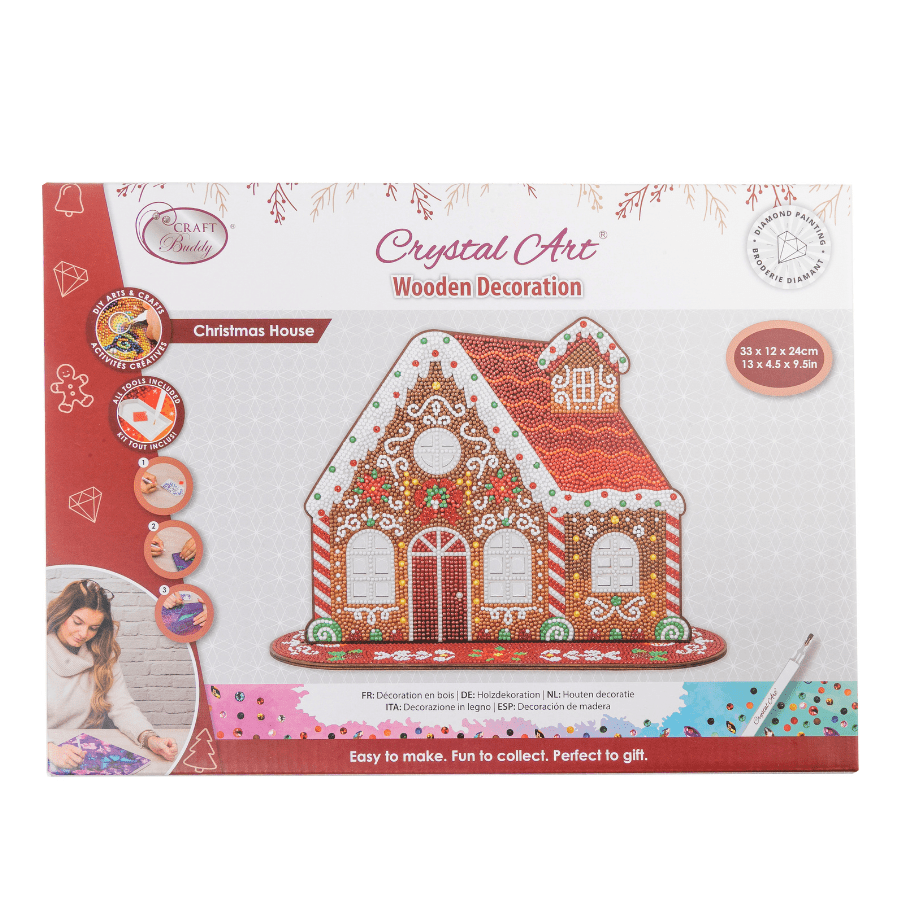 Christmas House Crystal Art Wooden Decoration Kit pack