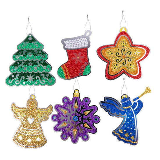 Christmas Shapes Crystal Art Hanging Decorations Set 2