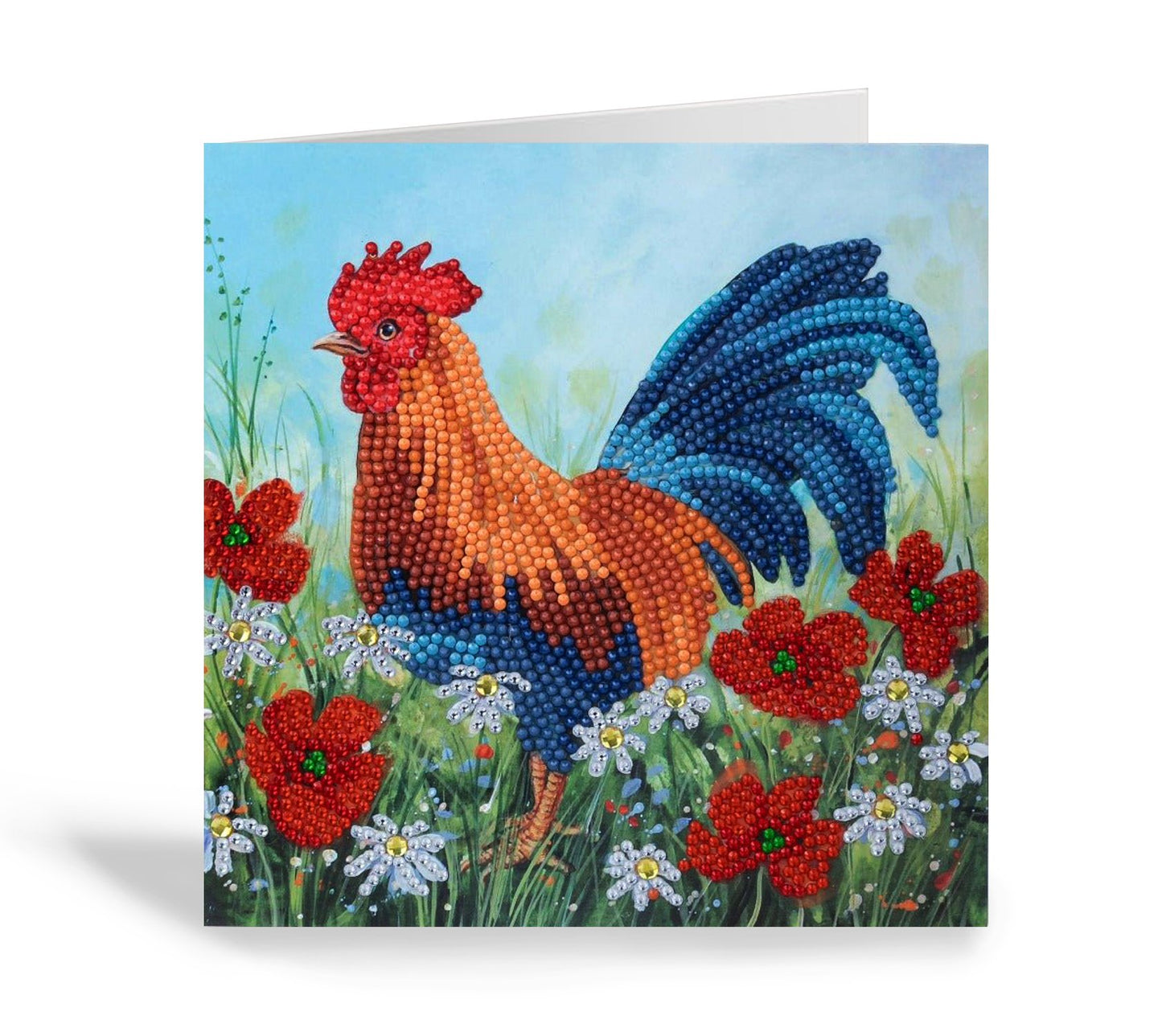 Cockerel in the Field crystal art card 2