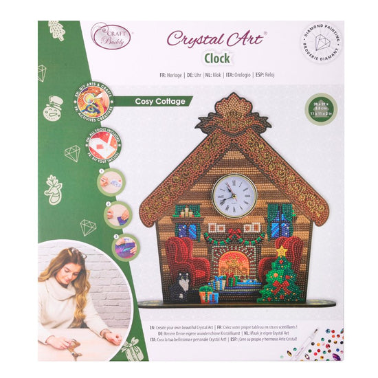 Cosy Cottage Crystal Art 3D Clock Kit 3